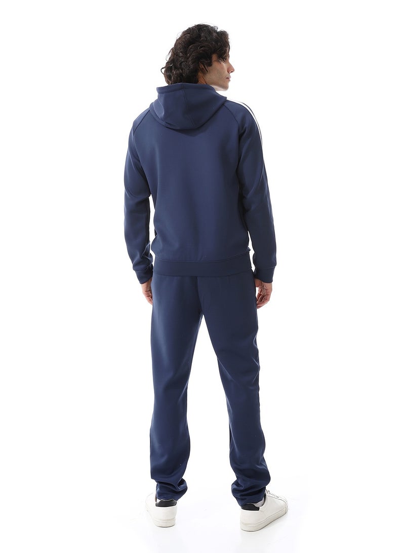 Andora Elastic Wais Hooded Fashion Tracksuit_Navy Blue - Image 4