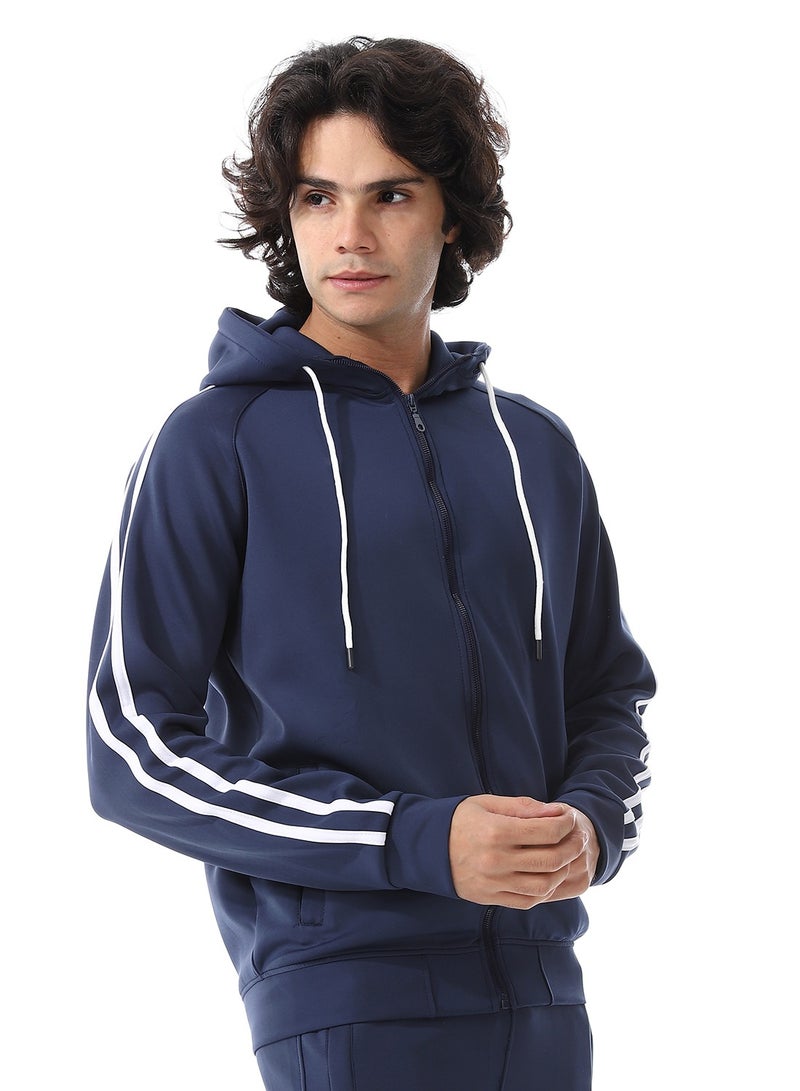 Andora Elastic Wais Hooded Fashion Tracksuit_Navy Blue - Image 5