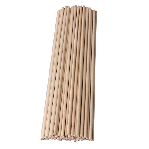 BQLZR 30.5cm Length 5mm Dia Round Birch Wood Sticks Wooden Dowel Rods for Lollies Building Architectural Model Pack of 50 - Image 1