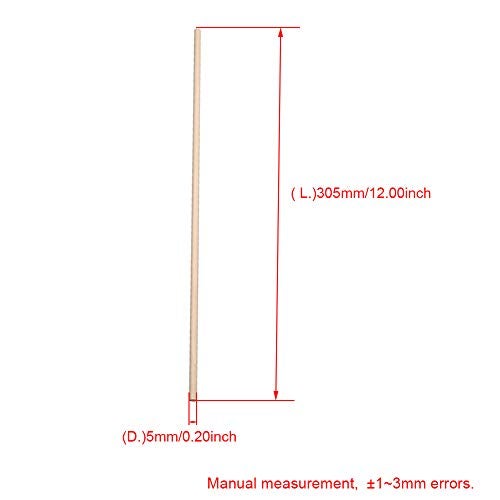 BQLZR 30.5cm Length 5mm Dia Round Birch Wood Sticks Wooden Dowel Rods for Lollies Building Architectural Model Pack of 50 - Image 5