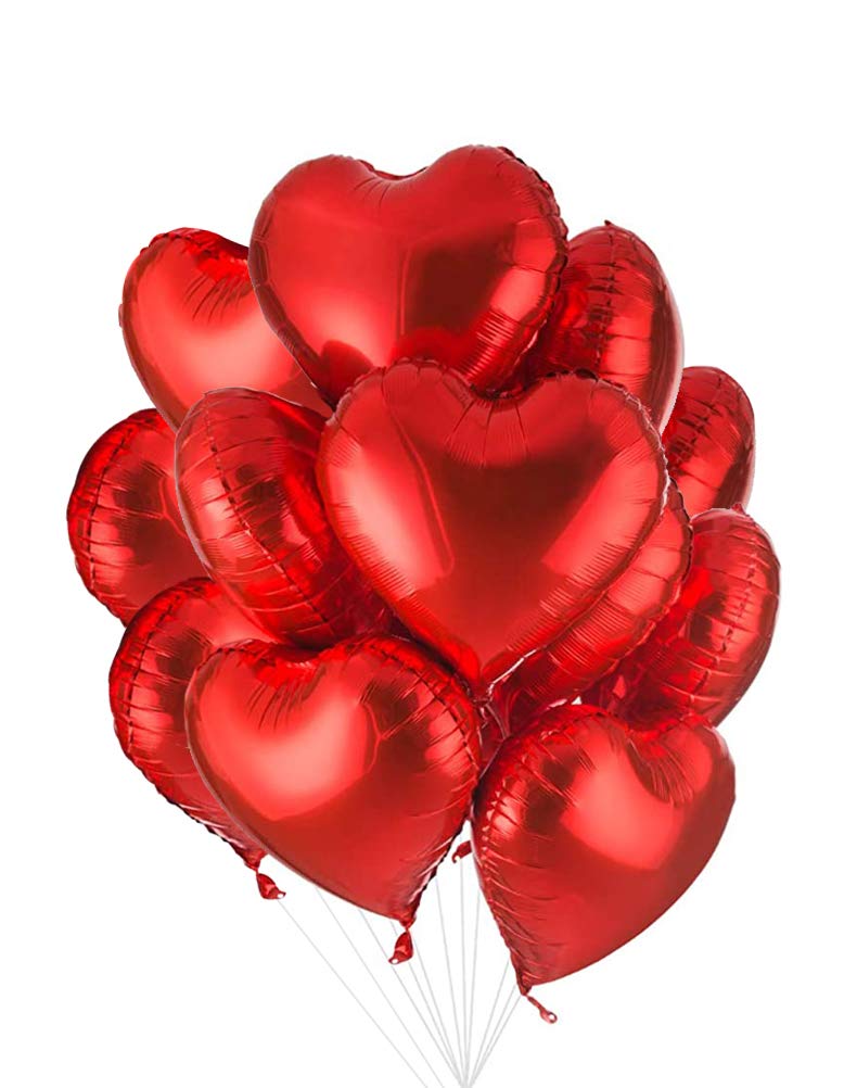 AnnoDeel 18inch Red Heart Balloon 20 pcs Heart shaped Balloons foil Love Balloon for Wedding Decoration Party Balloons Birthday