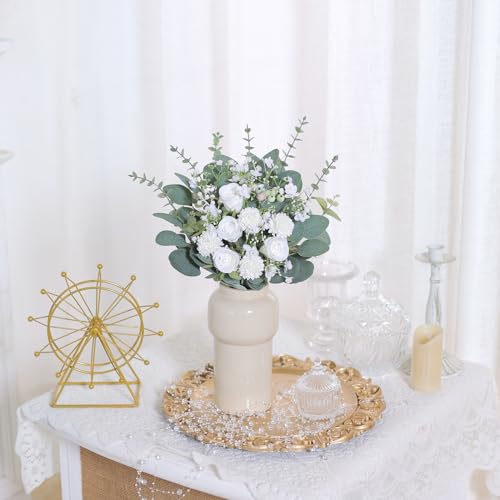 YXZZWL 110 Pcs 7 Kinds Mixed Artificial Eucalyptus Stems and Faux Flowers,Fake Silver Dollar Eucalyptus Leaves Stems Bulk Real Touch Leaf Branches for DIY Bouquets Floral Arrangement Wedding Home Decor - Image 2