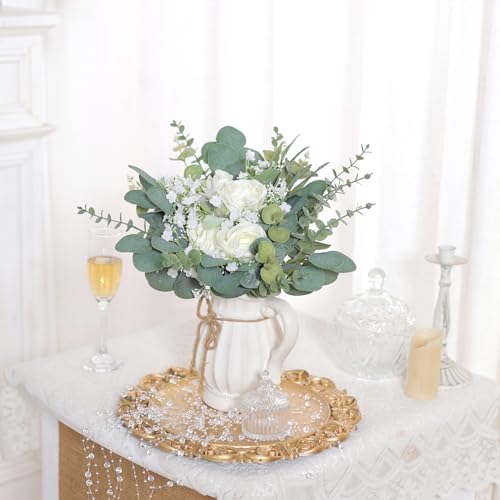 YXZZWL 110 Pcs 7 Kinds Mixed Artificial Eucalyptus Stems and Faux Flowers,Fake Silver Dollar Eucalyptus Leaves Stems Bulk Real Touch Leaf Branches for DIY Bouquets Floral Arrangement Wedding Home Decor - Image 3