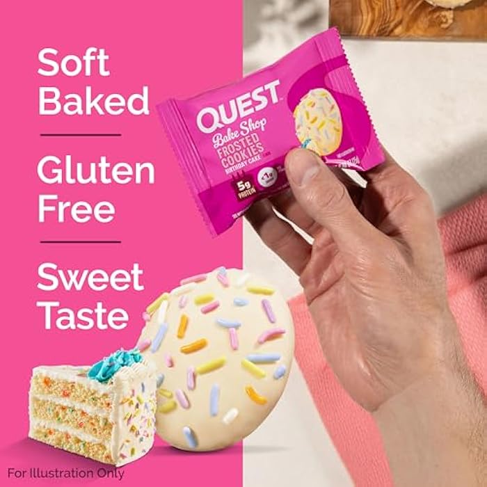 Quest كوكيز بروتين كويست نوتريشن المجمدة، كعكة عيد الميلاد، 1 جرام سكر، 10 جرام بروتين، 2 جرام كربوهيدرات صافية، خالي من الجلوتين، 8 كوكيز - Image 3