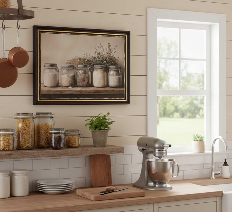 SMFARTJX Framed Farm Kitchen Canvas Wall art Rustic Vintage Country Spice Still Life Culinary art Painting Picture Farmhouse Wall Decor Poster Print Artwork for Dining room Home Decoration - Image 4