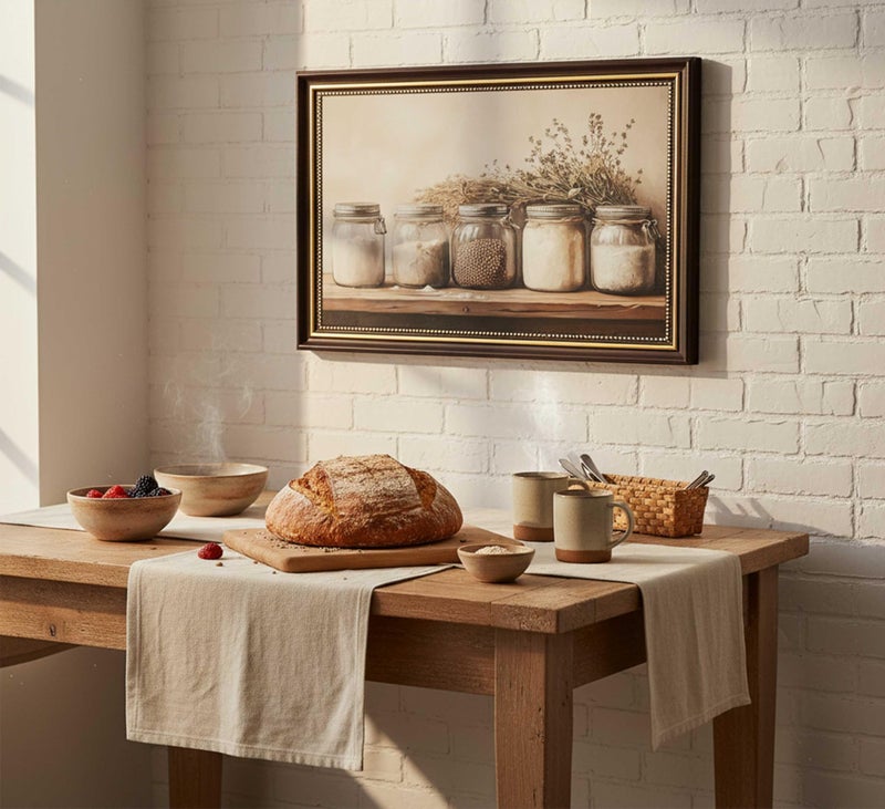 SMFARTJX Framed Farm Kitchen Canvas Wall art Rustic Vintage Country Spice Still Life Culinary art Painting Picture Farmhouse Wall Decor Poster Print Artwork for Dining room Home Decoration - Image 3