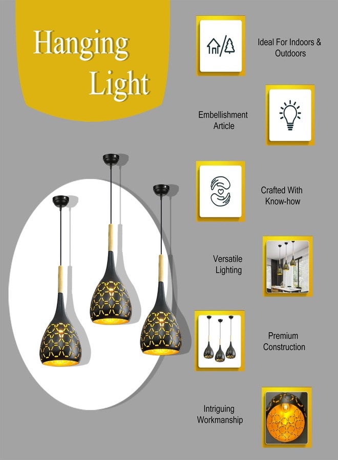 Cruv Aluminum Hanging Lights, Pendant Lamps, Bedroom Hanging Lamps and Living Room Lights (Pack of 3) - Image 2