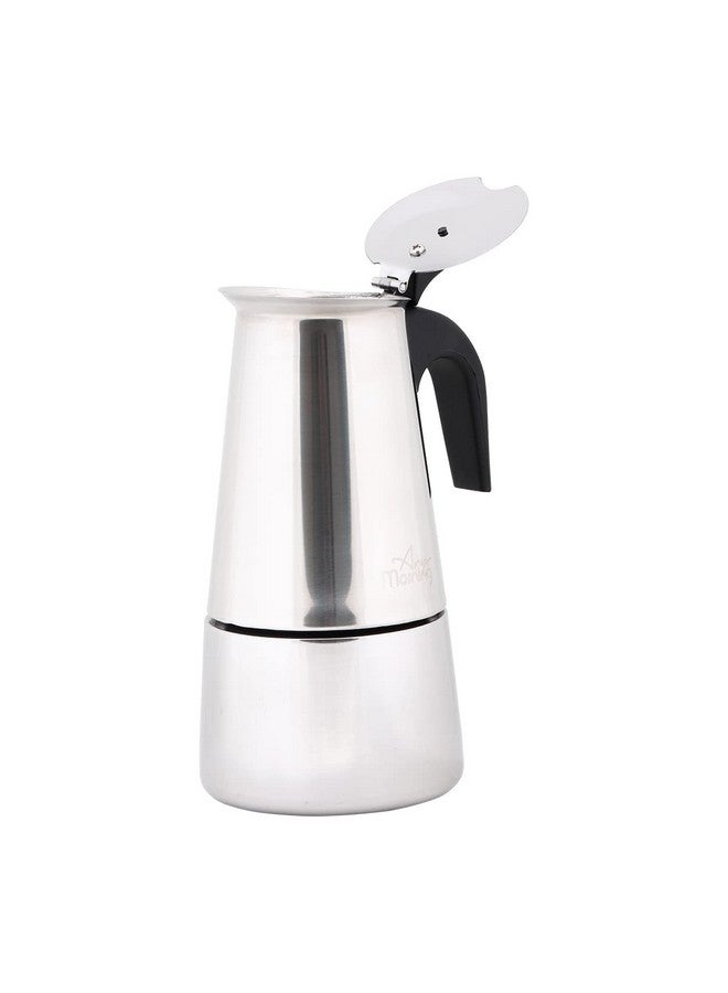 Any Morning Espresso Stovetop Coffee Maker, Real Cuban Italian Coffee Maker Stovetop, Moka Pot Induction, Stainless Steel Moka Coffee Maker, PBA Free Greca Coffee Maker, 6 Oz, 4 Expresso Cups Silver - Image 2