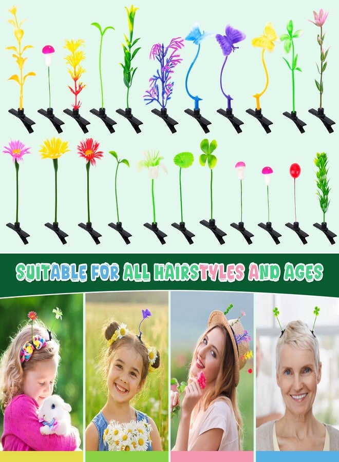 Hysagtek Bean Sprouts Rave Hair Clips - 120 Pcs Bean Sprout Hair Clips Funny Mixed Style Plant Hairpins Little Grass Barrette Mushroom Butterfly Headwear Hair Accessories for Women Girl - Image 4