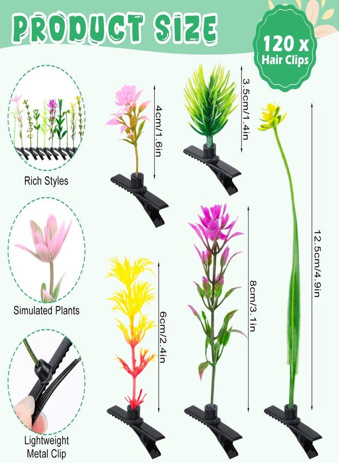 Hysagtek Bean Sprouts Rave Hair Clips - 120 Pcs Bean Sprout Hair Clips Funny Mixed Style Plant Hairpins Little Grass Barrette Mushroom Butterfly Headwear Hair Accessories for Women Girl - Image 2