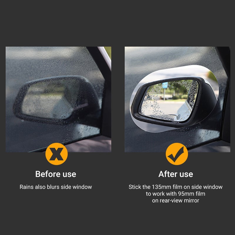 Rear-View Mirror Rainproof Film 95*95mm Transparent Lotus Leaf Inspired Micro-Nano Coating - Easy Install Accessory Kit Anti-Fog Film for Car Driving Safety - Image 3