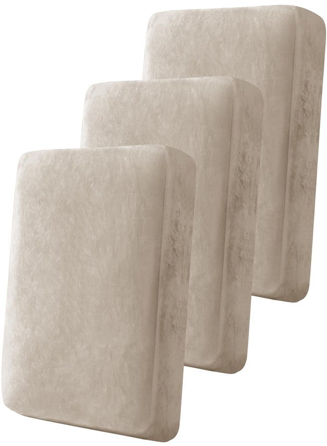 Cobedzy 3 Pcs Taupe Velvet Stretch Couch Cushion Cover, Soft Sofa Seat Cushion Covers, Sofa Cushion Slipcover with Elastic Bottom(Non-Slip & Anti-Scratch) - Image 1