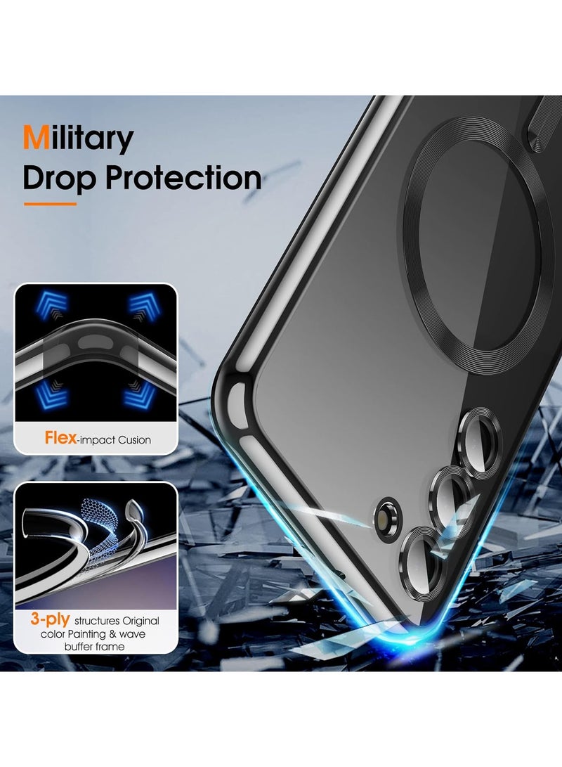 انبلاك سامسونج جالاكسي اس 24 ‫(Samsung Galaxy S24) جراب جى كى كى كفر مغناطيسية مع عدسة الكاميرا - اسود - Image 4