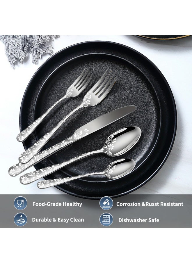 Arabest Silverware Set, 20 Piece Stainless Steel Flatware Set, Silverware Set for 4,Mirror Polished Cutlery Set, Tableware Set Includes Knife, Fork, Spoon - Image 4