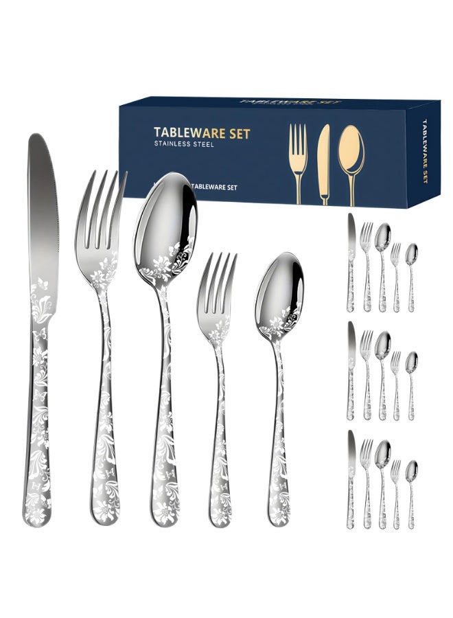 Arabest Silverware Set, 20 Piece Stainless Steel Flatware Set, Silverware Set for 4,Mirror Polished Cutlery Set, Tableware Set Includes Knife, Fork, Spoon - Image 1