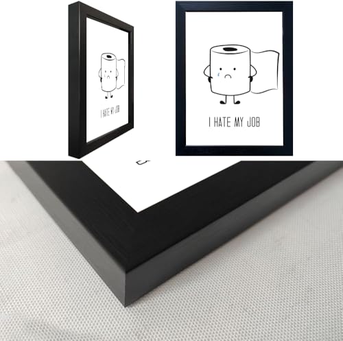 AIANHUA Black and White Bathroom Decor Wall Art, Funny Bathroom Wall Art, Black Framed Toilet Paper Art, Toiletpaper Roll Bathtoom Sign, Humorous Toilet Canvas Print Artwork, Minimalist Toilet WC Artwork - Image 3