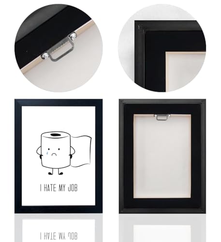 AIANHUA Black and White Bathroom Decor Wall Art, Funny Bathroom Wall Art, Black Framed Toilet Paper Art, Toiletpaper Roll Bathtoom Sign, Humorous Toilet Canvas Print Artwork, Minimalist Toilet WC Artwork - Image 4
