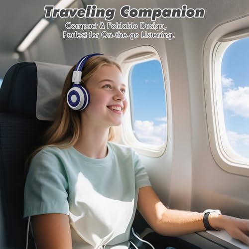 SIMOLIO Kids Headphones Bluetooth for Boys, Built-in Microphone and Share Port, Safe 75dB,85dB,94dB Volume Limited, Foldable and Adjustable, Wireless/Wired Headphones for Kids School Travel Grey - Image 3