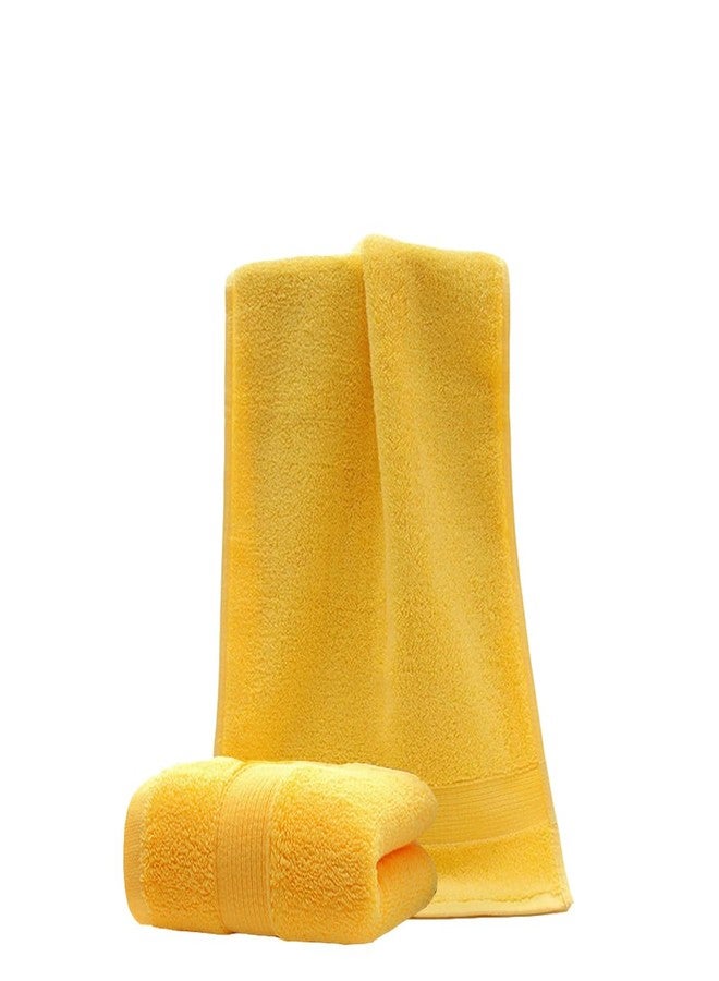 JININQ 2 Piece 100% Cotton Soft Hand Towels 13.4" x 29.5",Premium Face Towels Set for Bathroom,Gym,Home (Yellow) - Image 1