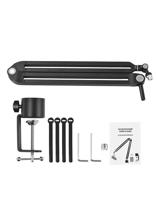 Generic - Microphone Arm Stand Set All Metal Heavy Duty Mic Suspension Arm Hands-Free Flexible Mic Stand Bracket With C-Clamp Sticky Tape For Singing Live Stream - Image 1