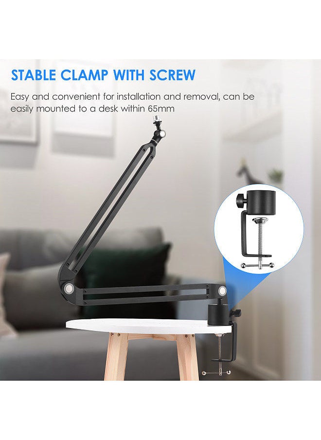 Generic - Microphone Arm Stand Set All Metal Heavy Duty Mic Suspension Arm Hands-Free Flexible Mic Stand Bracket With C-Clamp Sticky Tape For Singing Live Stream - Image 1