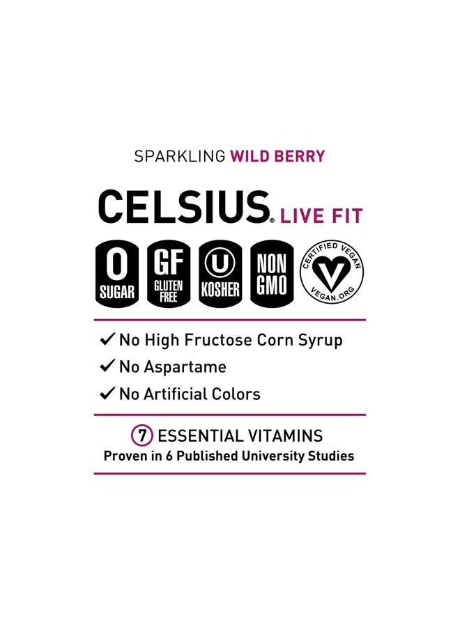 CELSIUS Sparkling Wild Berry Energy Drink, 12 Fl Oz Cans, 4 Pack - Image 4