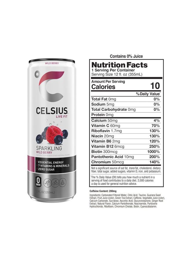 CELSIUS Sparkling Wild Berry Energy Drink, 12 Fl Oz Cans, 4 Pack - Image 3
