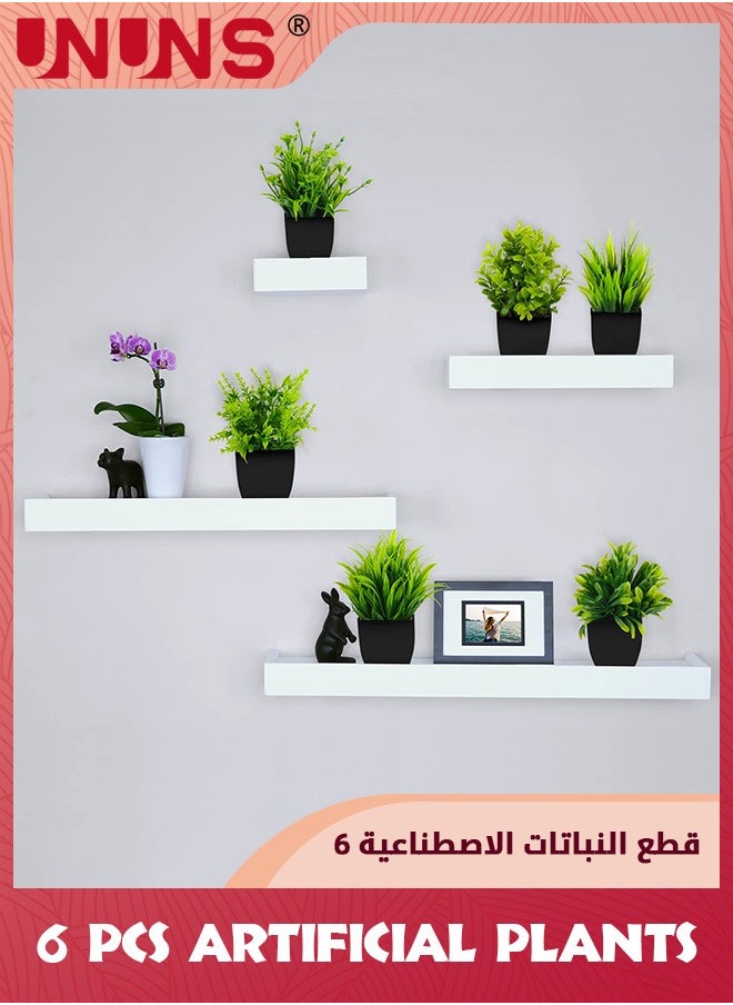 UNUNS Artificial Plants With Pot,6 Pack Fake Plants Mini Potted Artificial Plants,Small Houseplants Greenery In Black Pot,Small Faux Plants Decor For Home Bathroom Office Farmhouse  - Image 5