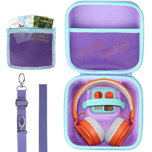 Lebakort Storage Case Compatible with Yoto Mini Kids Audio Music Player & Yoto Headphones Children Speaker Plays Audiobook Cards Radio (Purple + Teal Case) - Image 1