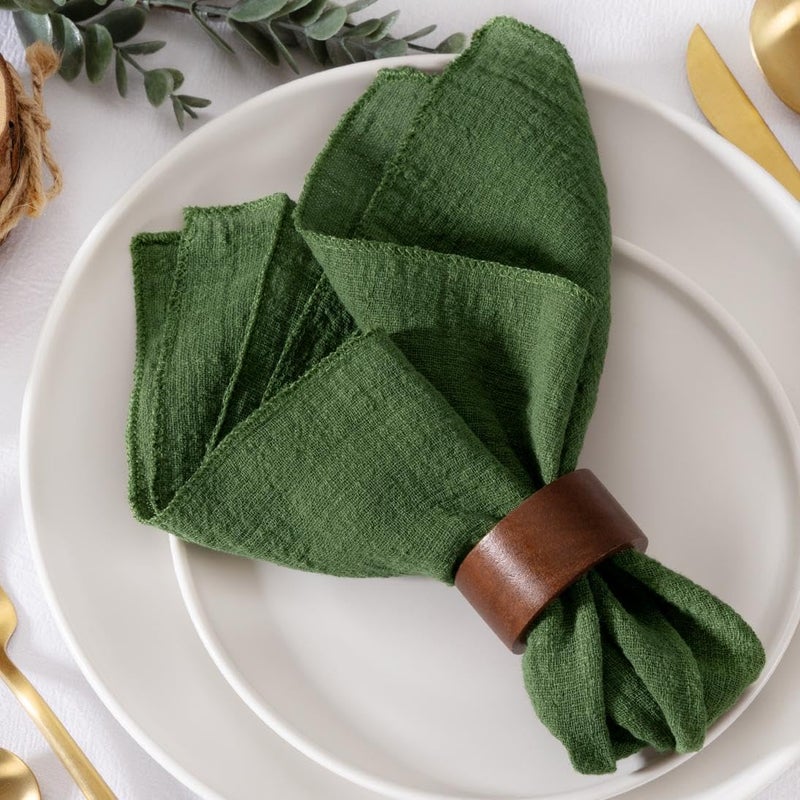 MLMW Cloth Napkins Set of 10 Olive Green Summer Linen Dinner Table Napkins Cloth Bulk Washable 165165 for Wedding Garden Party Baby Bridal Shower Birthday Table Decorations - Image 1