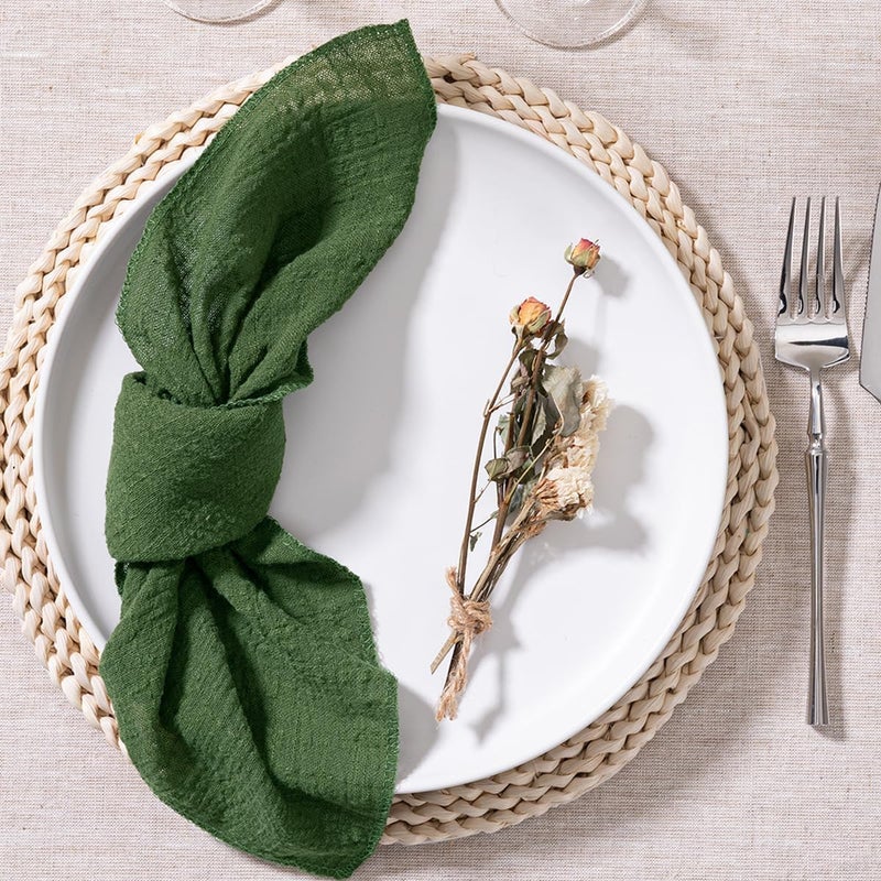 MLMW Cloth Napkins Set of 10 Olive Green Summer Linen Dinner Table Napkins Cloth Bulk Washable 165165 for Wedding Garden Party Baby Bridal Shower Birthday Table Decorations - Image 3