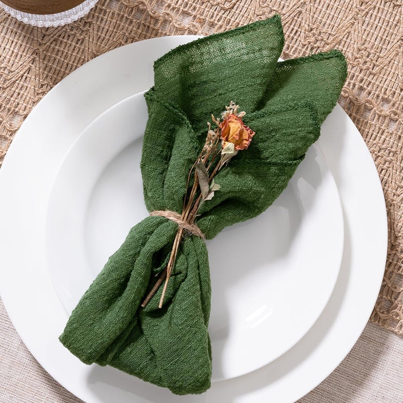 MLMW Cloth Napkins Set of 10 Olive Green Summer Linen Dinner Table Napkins Cloth Bulk Washable 165165 for Wedding Garden Party Baby Bridal Shower Birthday Table Decorations - Image 4