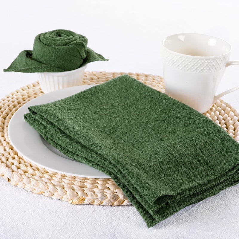MLMW Cloth Napkins Set of 10 Olive Green Summer Linen Dinner Table Napkins Cloth Bulk Washable 165165 for Wedding Garden Party Baby Bridal Shower Birthday Table Decorations - Image 5