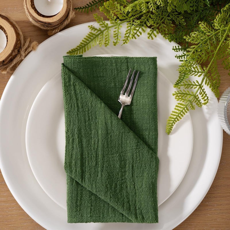 MLMW Cloth Napkins Set of 10 Olive Green Summer Linen Dinner Table Napkins Cloth Bulk Washable 165165 for Wedding Garden Party Baby Bridal Shower Birthday Table Decorations - Image 2