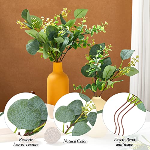 Yunsailing 100 Pcs Faux Eucalyptus Stems with White Seeds Artificial Eucalyptus Leaves Greenery Decor Fake Leaf Branches for Wedding Bouquets Centerpiece Flower Arrangement Farmhouse Home Decoration - Image 3