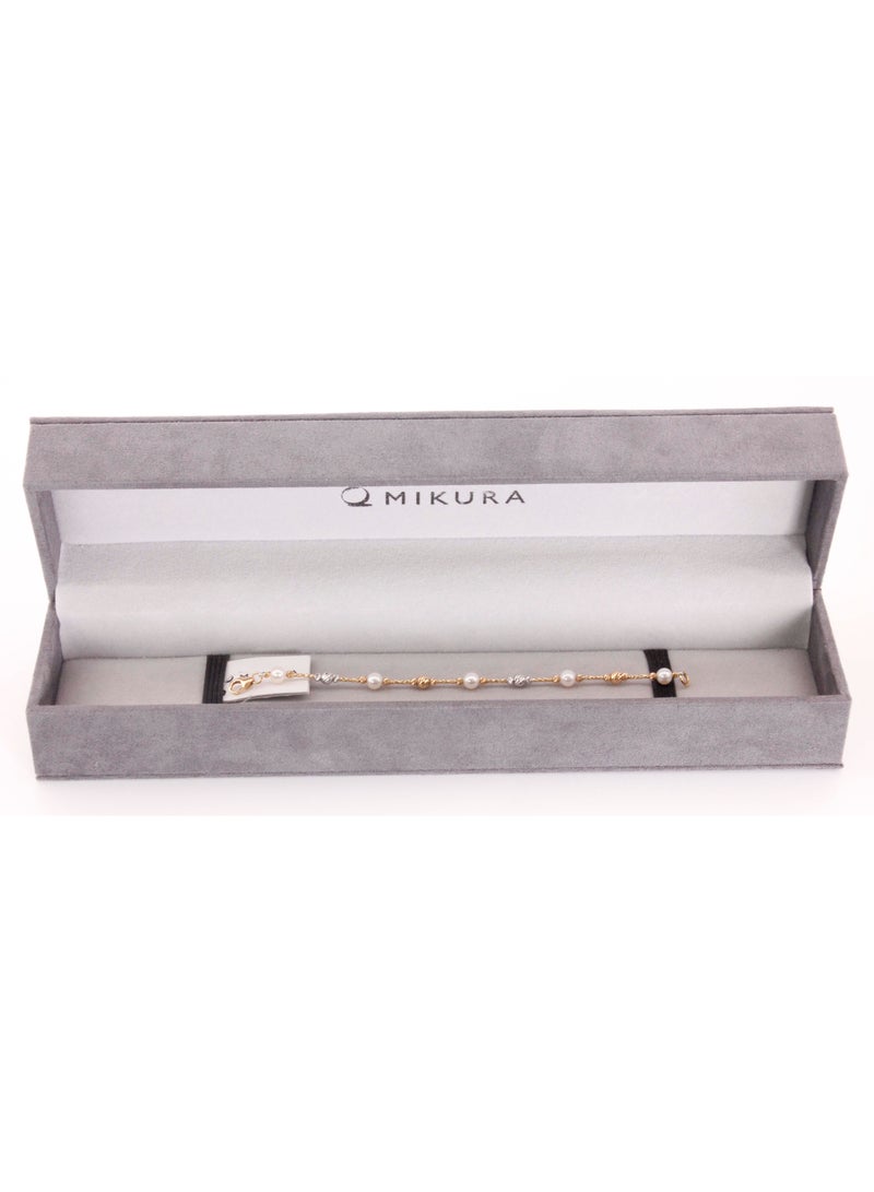 MIKURA KIDS Bracelet 1st 14Cm, Freshwater Pearls, A Quality, White Color, 5.0-4.5MM, 18KY/W  - Image 3