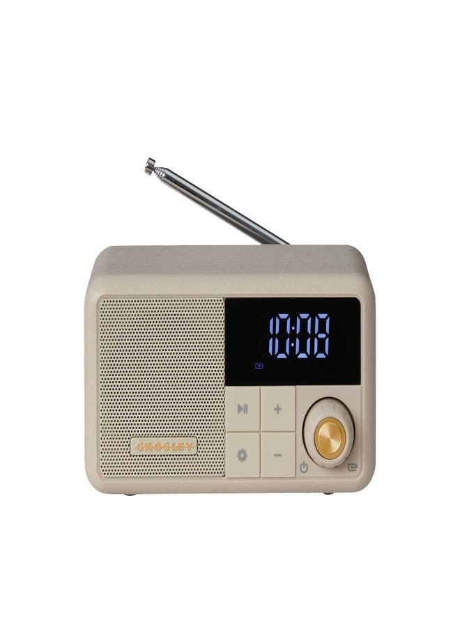 Crosley CR1121A-PB Cooper Retro AM/FM Radio, Portable Bluetooth Speaker with Aux Input and LED Display, Pebble - Image 1