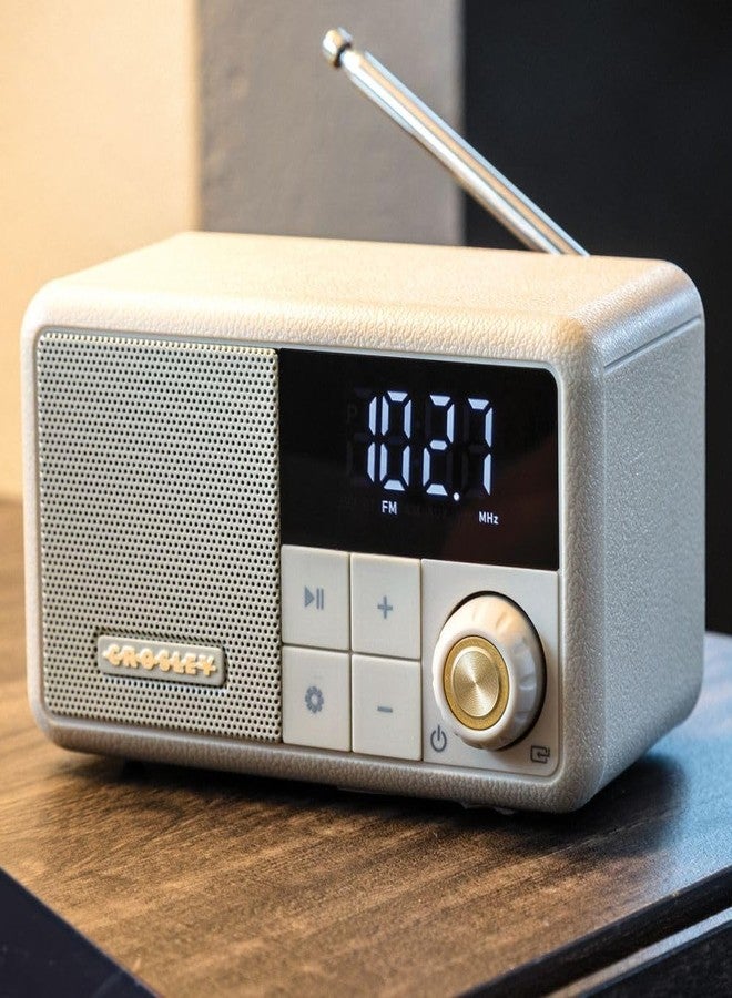Crosley CR1121A-PB Cooper Retro AM/FM Radio, Portable Bluetooth Speaker with Aux Input and LED Display, Pebble - Image 5