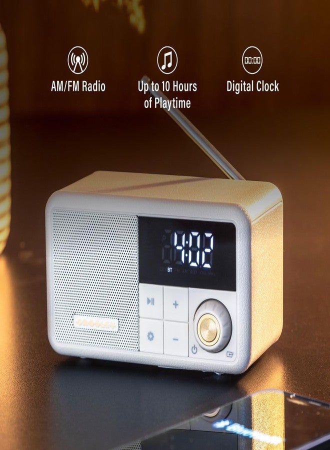Crosley CR1121A-PB Cooper Retro AM/FM Radio, Portable Bluetooth Speaker with Aux Input and LED Display, Pebble - Image 3