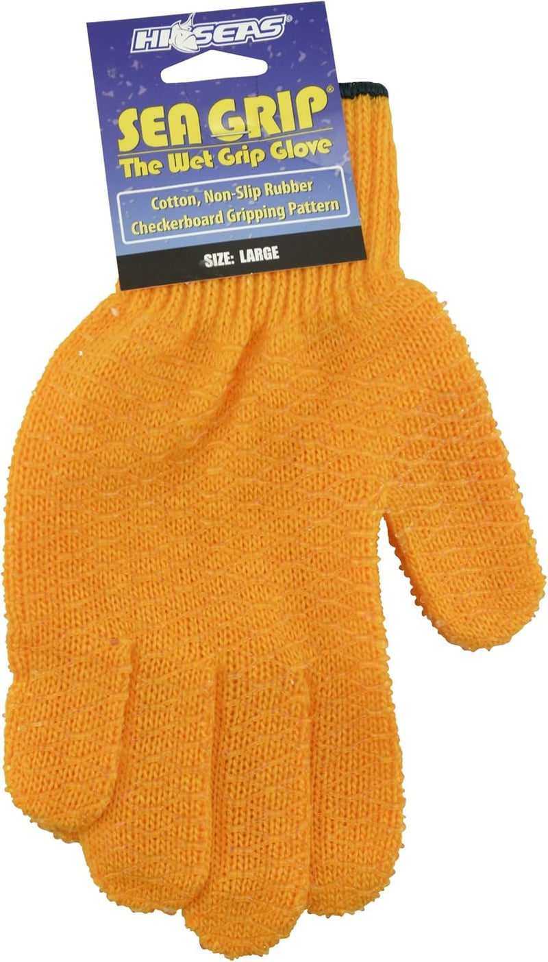 Hi-Seas Sea Grip Non-Slip Pattern Glove, Large, Orange