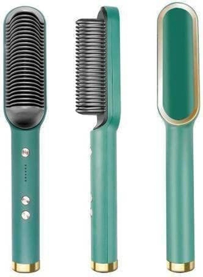 Eloxee Hair Styler Comb – 5-in-1 Electric Hair Styling Tool for Drying, Straightening, Curling, Combing & Volumizing – PTC Ceramic Heater & Negative Ion Technology – Auto Shut-Off (Green) - Image 1