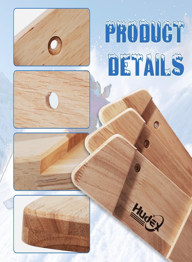 HUDEX Horizontal Solid Wood Ski Rack Wall Mount - Heavy Duty Ski Storage Organizer with Natural Finish,Compatible with All Mountain,Touring,and Vintage Skis for Garage, Home, or Cabin Display(Large) - Image 5