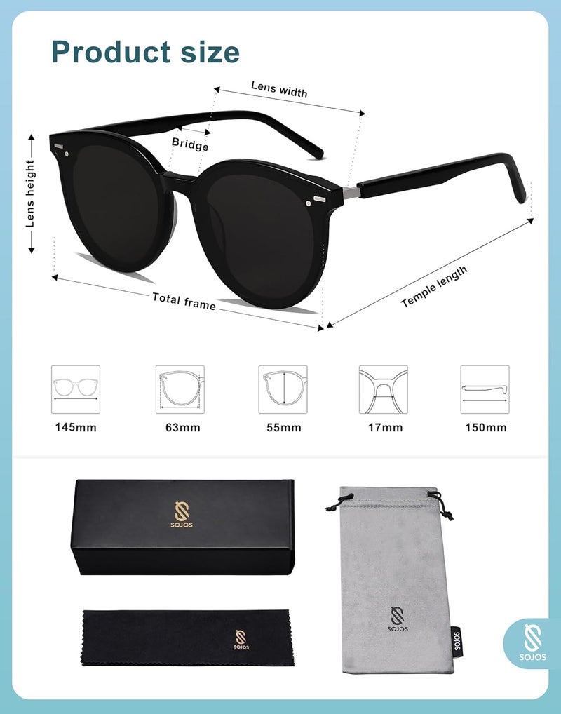 Sojos Sunglasses Womens Trendy 2025 Classic Round Retro Vintage Shades Large Frame Sunnies SJ2067 - Image 5