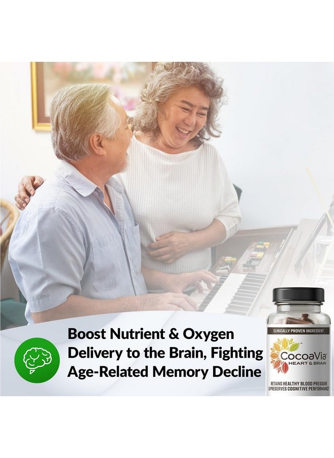 CocoaVia CocoaVia Heart & Brain Supplement, 30 Day, Cocoa Flavanol Extract, Memory & Circulation Booster, Nitric Oxide, Boost Oxygen & Energy, Plant Based, Gluten Free, Vegan, 60 Capsules  - Image 3