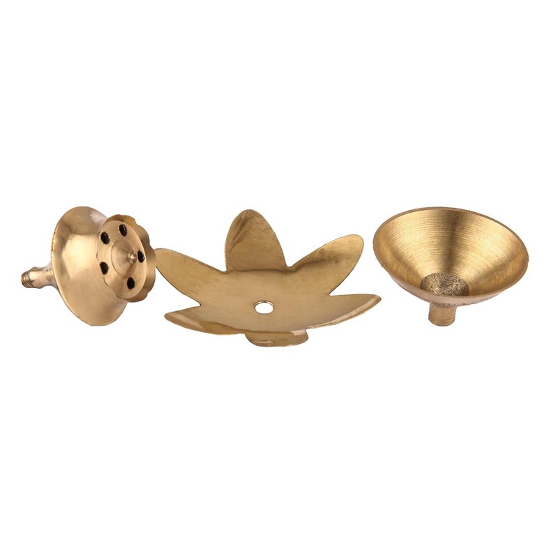 ROLIMOLI Brass Agarbatti Stand Holder with Center Dhoop Holder Incense Holder Gold 3 inch - Image 5