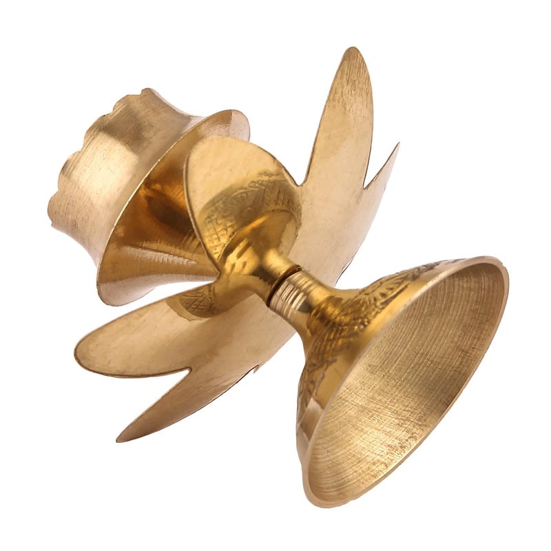 ROLIMOLI Brass Agarbatti Stand Holder with Center Dhoop Holder Incense Holder Gold 3 inch - Image 3