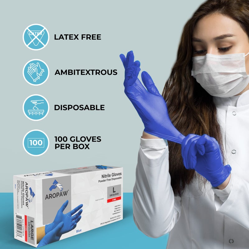 AroCare قفازات نيتريل، قفازات للاستخدام مرة واحدة، مريحة، خالية من البودرة، خالية من اللاتكس | 100-1000 قفاز (كبير، علبة) - Image 4