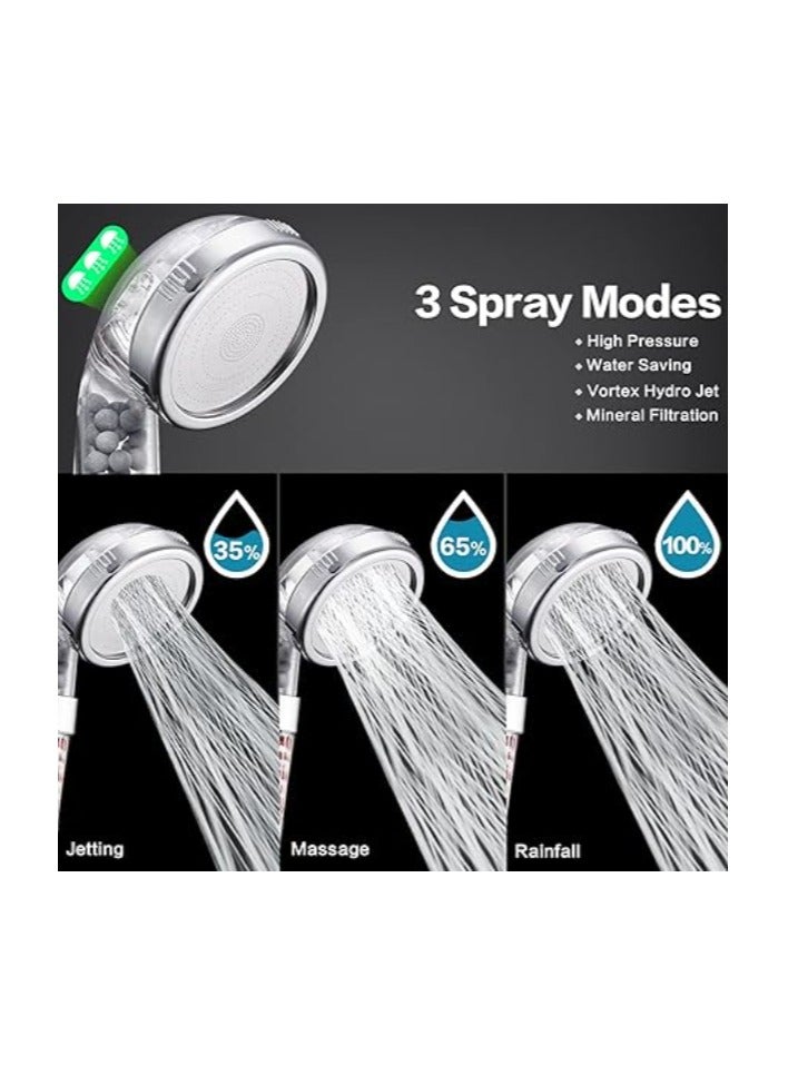 High Pressure Vortex Handheld Shower Head with Hose, 3 Modes, Double Filtration & Self-Cleaning Nozzles – Water Saving, Skin & Hair Care - Image 5