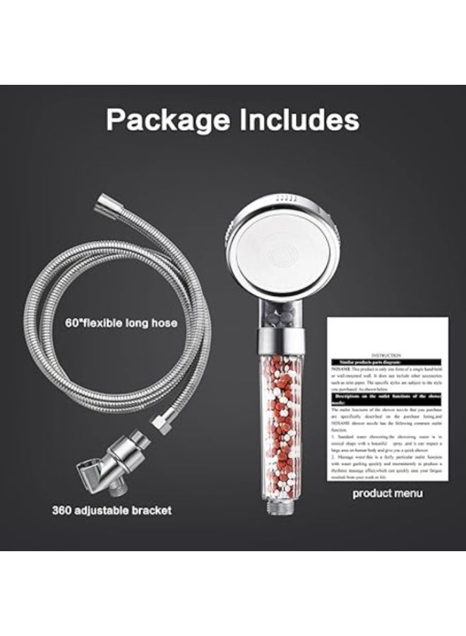 Vortex High Pressure Shower Head with Hose – Handheld 3 Modes Spray, Double Filter System, Anti-Clog Self-Cleaning Nozzles, Water Saving - Image 4