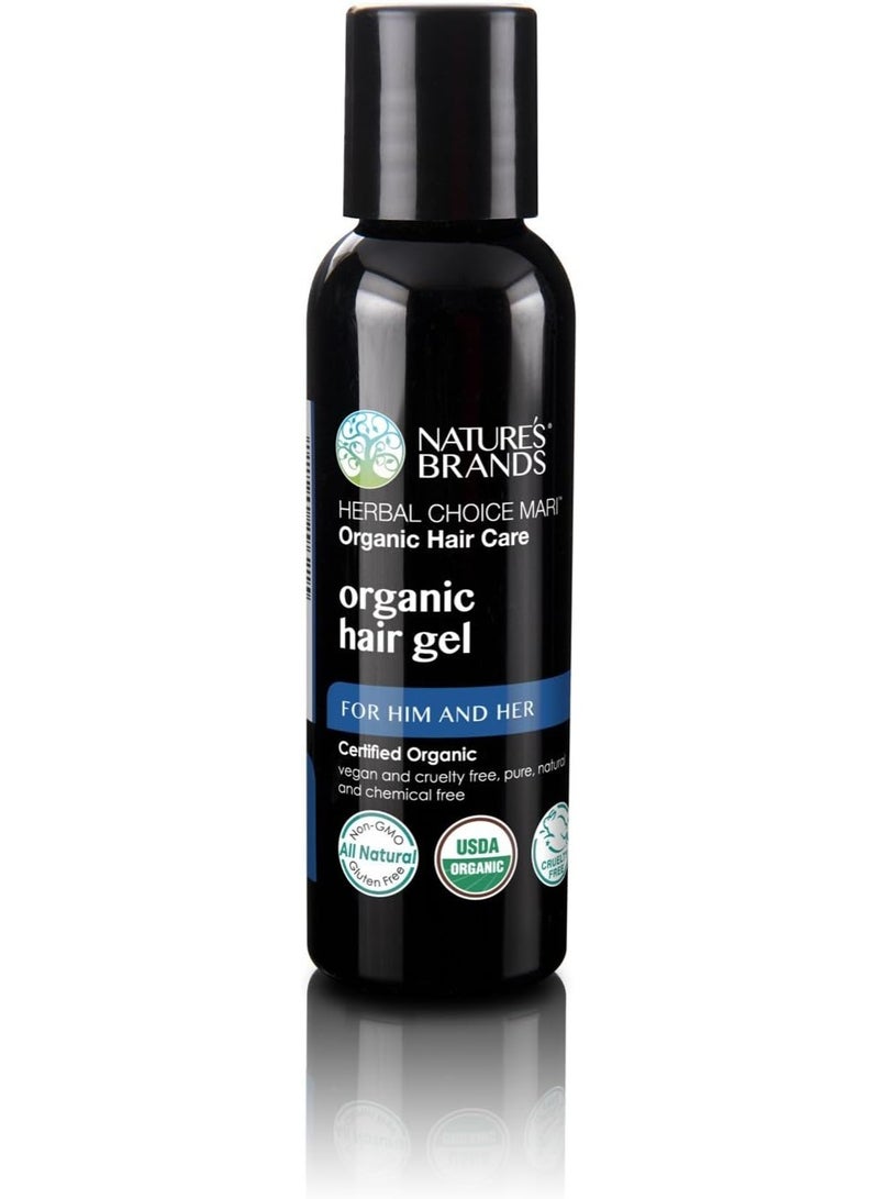 Nature's Brands Organic Hair Gel by Herbal Choice Mar (2 Fl Oz Bottle) - No Toxic Synthetic Chemicals